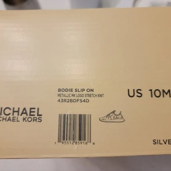 Michael Kors Bodie Metallic Logo Knit Slip-On Trainer Sneakers - Black Sz 10 NWT - Picture 11 of 12